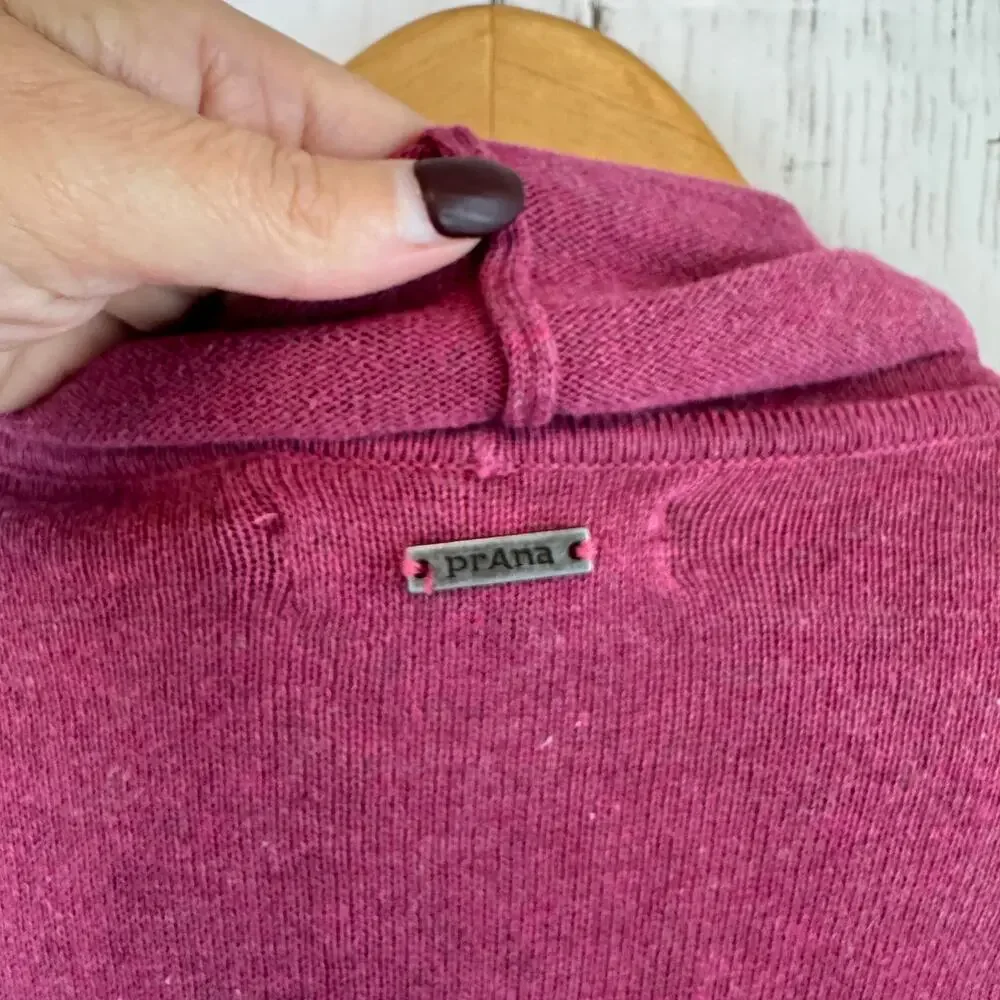 prAna Purple Georgia Wrap Cardigan Organic Cotton Relaxed Fit Open Front Size XS
